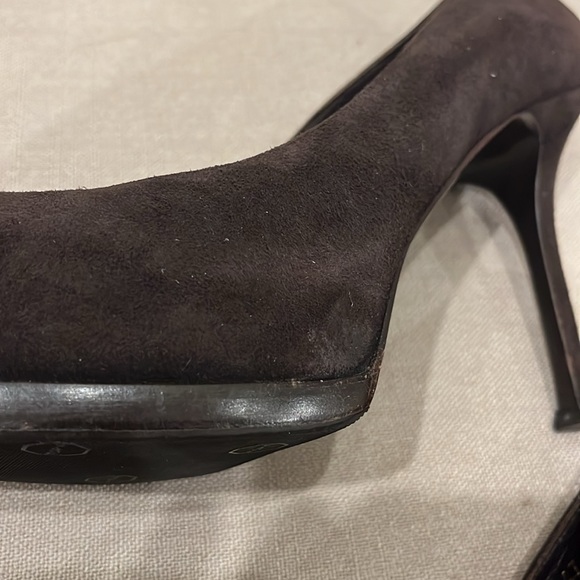 Yves Saint Laurent Tribute Brown Suede Pumps Stiletto Heels size 38 - Picture 11 of 12